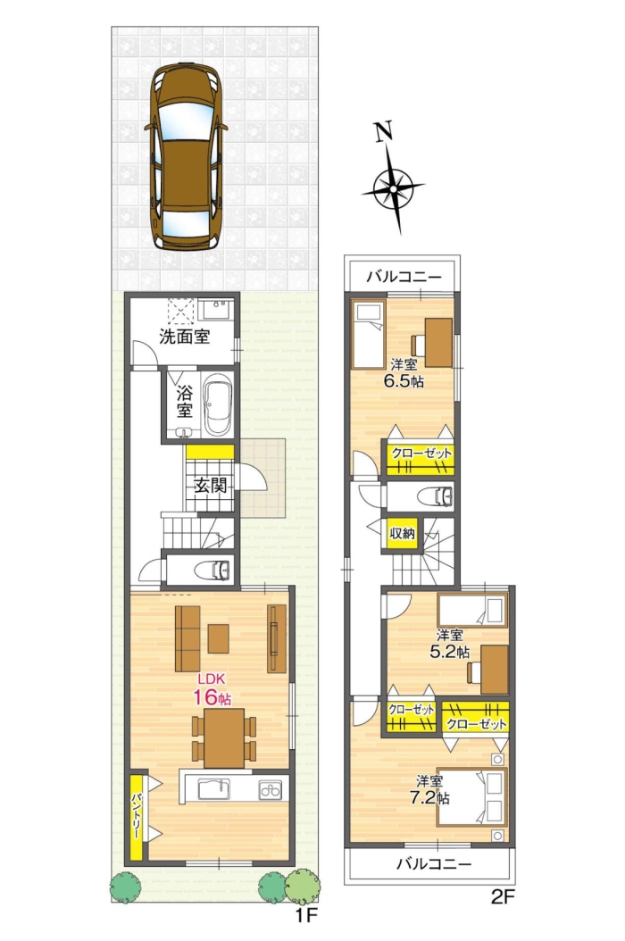 【参考プラン間取り図/2階建】