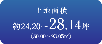 土地面積、約24.20～28.14坪（80.00～93.05㎡）