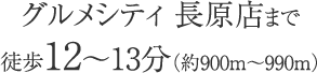 グルメシティ 長原店まで徒歩12〜13分（約900m〜990m）